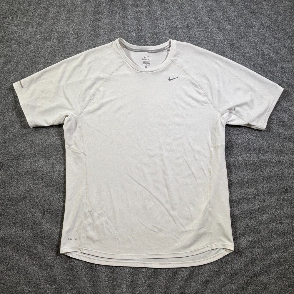 Nike Dri-Fit Mens XL White Polyester Raglan Sleeve Running T-Shirt 404650-100